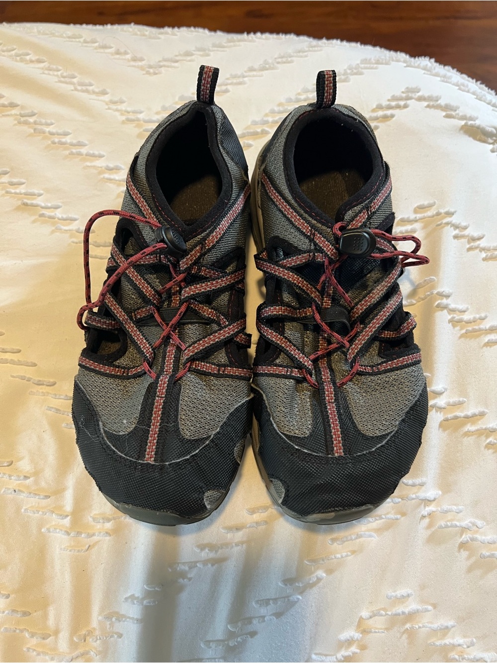 Chaco Kids Gray and Maroon Active Sandals